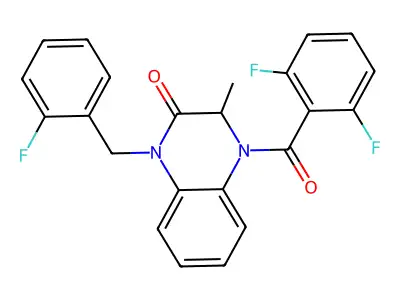 4-(2,6-difluorobenzoyl)-1-(2-fluorobenzyl)-3-methyl-3,4-dihydro-2(1H)-quinoxalinone structure