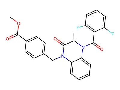 methyl 4-{[4-(2,6-difluorobenzoyl)-3-methyl-2-oxo-3,4-dihydro-1(2H)-quinoxalinyl]methyl}benzenecarboxylate structure