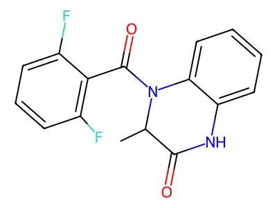 4-(2,6-difluorobenzoyl)-3-methyl-3,4-dihydro-2(1H)-quinoxalinone structure