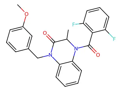 4-(2,6-difluorobenzoyl)-1-(3-methoxybenzyl)-3-methyl-3,4-dihydro-2(1H)-quinoxalinone structure