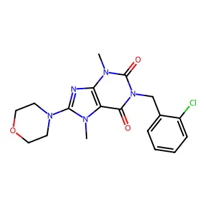 1-(2-chlorobenzyl)-3,7-dimethyl-8-morpholino-1H-purine-2,6(3H,7H)-dione structure