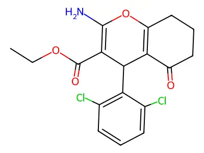 ethyl 2-amino-4-(2,6-dichlorophenyl)-5-oxo-5,6,7,8-tetrahydro-4H-chromene-3-carboxylate structure