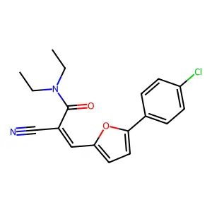 (E)-3-[5-(4-chlorophenyl)furan-2-yl]-2-cyano-N,N-diethylprop-2-enamide structure