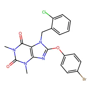 8-(4-Bromophenoxy)-7-[(2-chlorophenyl)methyl]-1,3-dimethylpurine-2,6-dione structure