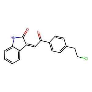 (Z)-3-(2-(4-(2-chloroethyl)phenyl)-2-oxoethylidene)indolin-2-one structure
