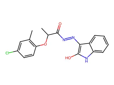2-(4-chloro-2-methylphenoxy)-N'-[(3E)-2-oxo-1,2-dihydro-3H-indol-3-ylidene]propanehydrazide structure