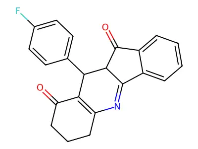 10-(4-fluorophenyl)-7,8,10,10a-tetrahydro-6H-indeno[1,2-b]quinoline-9,11-dione structure