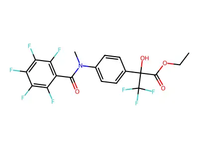ethyl 3,3,3-trifluoro-2-hydroxy-2-{4-[methyl(2,3,4,5,6-pentafluorobenzoyl)amino]phenyl}propanoate structure