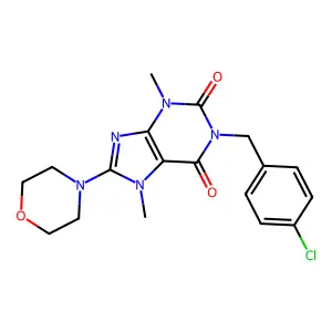 1-(4-chlorobenzyl)-3,7-dimethyl-8-morpholino-1H-purine-2,6(3H,7H)-dione structure