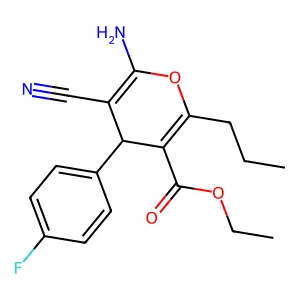 Ethyl 6-amino-5-cyano-4-(4-fluorophenyl)-2-propyl-4H-pyran-3-carboxylate structure