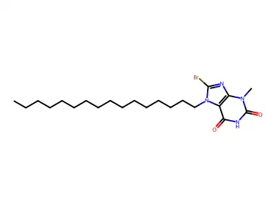 8-bromo-7-hexadecyl-3-methyl-3,7-dihydro-1H-purine-2,6-dione structure
