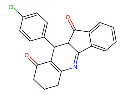 10-(4-chlorophenyl)-7,8,10,10a-tetrahydro-6H-indeno[1,2-b]quinoline-9,11-dione structure