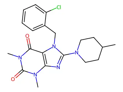 7-(2-chlorobenzyl)-1,3-dimethyl-8-(4-methylpiperidin-1-yl)-3,7-dihydro-1H-purine-2,6-dione structure