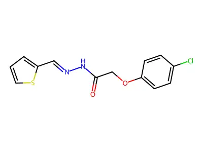 2-(4-chlorophenoxy)-N'-(2-thienylmethylene)acetohydrazide structure