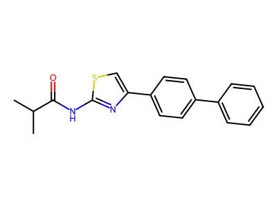 N-(4-([1,1'-biphenyl]-4-yl)thiazol-2-yl)isobutyramide structure