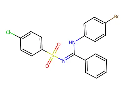 N-(4-bromophenyl)-N'-((4-chlorophenyl)sulfonyl)benzimidamide structure