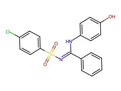 N'-(4-chlorophenyl)sulfonyl-N-(4-hydroxyphenyl)benzenecarboximidamide structure
