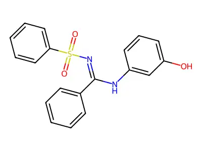 N'-(benzenesulfonyl)-N-(3-hydroxyphenyl)benzenecarboximidamide structure