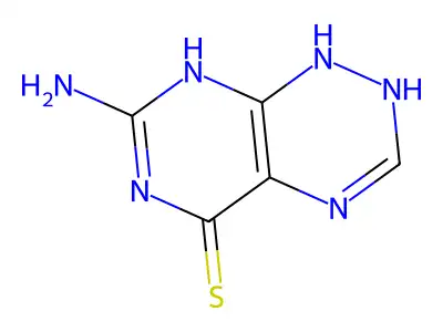 7-amino-2,8-dihydro-1H-pyrimido[5,4-e][1,2,4]triazine-5-thione structure