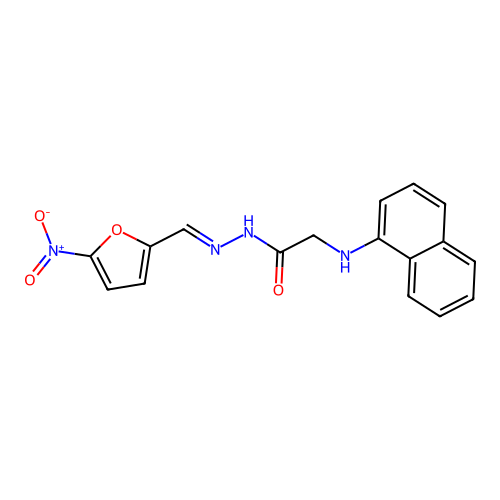 2-(naphthalen-1-ylamino)-N-[(E)-(5-nitrofuran-2-yl)methylideneamino]acetamide structure