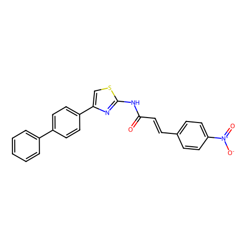 (E)-N-(4-([1,1'-biphenyl]-4-yl)thiazol-2-yl)-3-(4-nitrophenyl)acrylamide structure