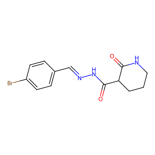 N'-[(E)-(4-bromophenyl)methylidene]-2-oxopiperidine-3-carbohydrazide structure
