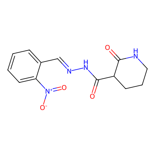 N'-[(E)-(2-nitrophenyl)methylidene]-2-oxopiperidine-3-carbohydrazide structure