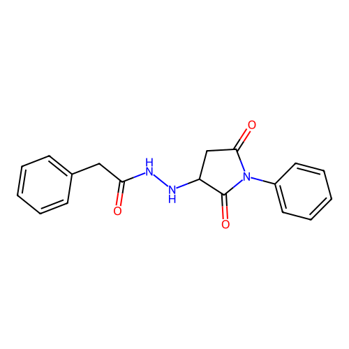 N'-(2,5-dioxo-1-phenylpyrrolidin-3-yl)-2-phenylacetohydrazide structure