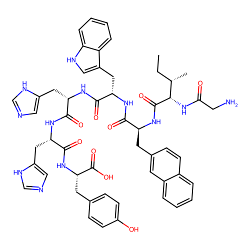 H-Gly-Ile-2-Nal-Trp-His-His-Tyr-OH structure