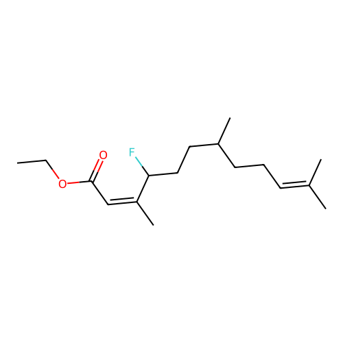 Ethyl 4-fluoro-3,7,11-trimethyldodeca-2,10-dienoate structure