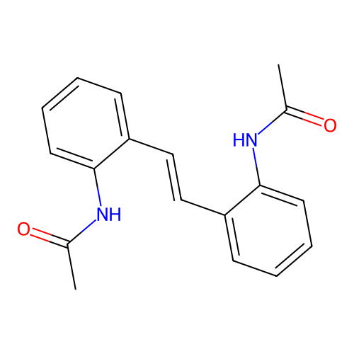 N-[2-[2-(2-acetamidophenyl)ethenyl]phenyl]acetamide structure