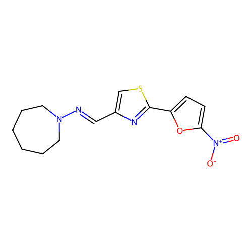1H-Azepin-1-amine, hexahydro-N-((2-(5-nitro-2-furanyl)-4-thiazolyl)methylene)- structure