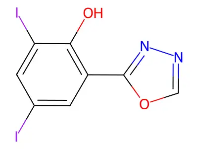 2,4-Diiodo-6-(1,3,4-oxadiazol-2-yl)phenol structure