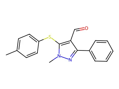 1-methyl-5-[(4-methylphenyl)sulfanyl]-3-phenyl-1H-pyrazole-4-carbaldehyde structure