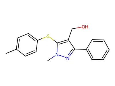 {1-methyl-5-[(4-methylphenyl)sulfanyl]-3-phenyl-1H-pyrazol-4-yl}methanol structure