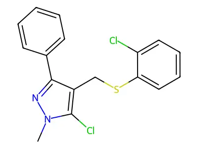 (5-chloro-1-methyl-3-phenyl-1H-pyrazol-4-yl)methyl 2-chlorophenyl sulfide structure