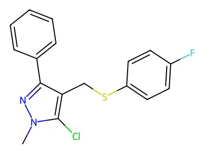 (5-chloro-1-methyl-3-phenyl-1H-pyrazol-4-yl)methyl 4-fluorophenyl sulfide structure