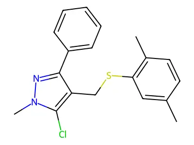 5-chloro-4-{[(2,5-dimethylphenyl)sulfanyl]methyl}-1-methyl-3-phenyl-1H-pyrazole structure