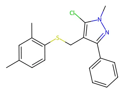 5-chloro-4-{[(2,4-dimethylphenyl)sulfanyl]methyl}-1-methyl-3-phenyl-1H-pyrazole structure