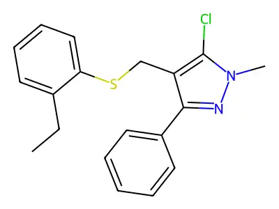 5-chloro-4-{[(2-ethylphenyl)sulfanyl]methyl}-1-methyl-3-phenyl-1H-pyrazole structure