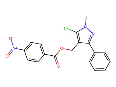 (5-chloro-1-methyl-3-phenyl-1H-pyrazol-4-yl)methyl 4-nitrobenzenecarboxylate structure