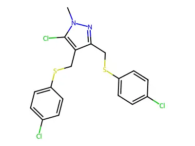 5-chloro-3,4-bis{[(4-chlorophenyl)sulfanyl]methyl}-1-methyl-1H-pyrazole structure