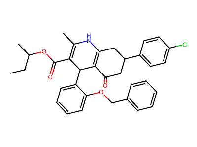 butan-2-yl 4-[2-(benzyloxy)phenyl]-7-(4-chlorophenyl)-2-methyl-5-oxo-1,4,5,6,7,8-hexahydroquinoline-3-carboxylate structure