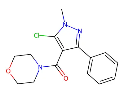 (5-chloro-1-methyl-3-phenyl-1H-pyrazol-4-yl)(morpholino)methanone structure