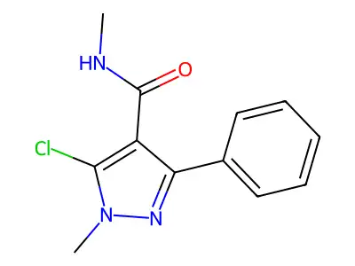 5-chloro-N,1-dimethyl-3-phenyl-1H-pyrazole-4-carboxamide structure