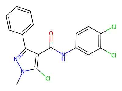 5-chloro-N-(3,4-dichlorophenyl)-1-methyl-3-phenyl-1H-pyrazole-4-carboxamide structure