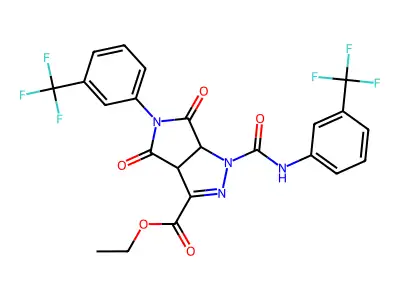 ethyl 4,6-dioxo-1-{[3-(trifluoromethyl)anilino]carbonyl}-5-[3-(trifluoromethyl)phenyl]-1,3a,4,5,6,6a-hexahydropyrrolo[3,4-c]pyrazole-3-carboxylate structure