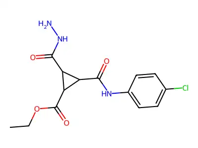 Ethyl 2-[(4-chlorophenyl)carbamoyl]-3-(hydrazinecarbonyl)cyclopropane-1-carboxylate structure