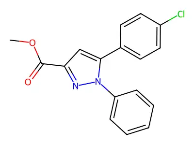 methyl 5-(4-chlorophenyl)-1-phenyl-1H-pyrazole-3-carboxylate structure