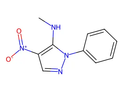 N-methyl-4-nitro-1-phenyl-1H-pyrazol-5-amine structure